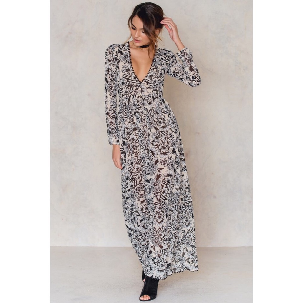 For Love & Lemons Floral Cream 'Gracie' Maxi Dress